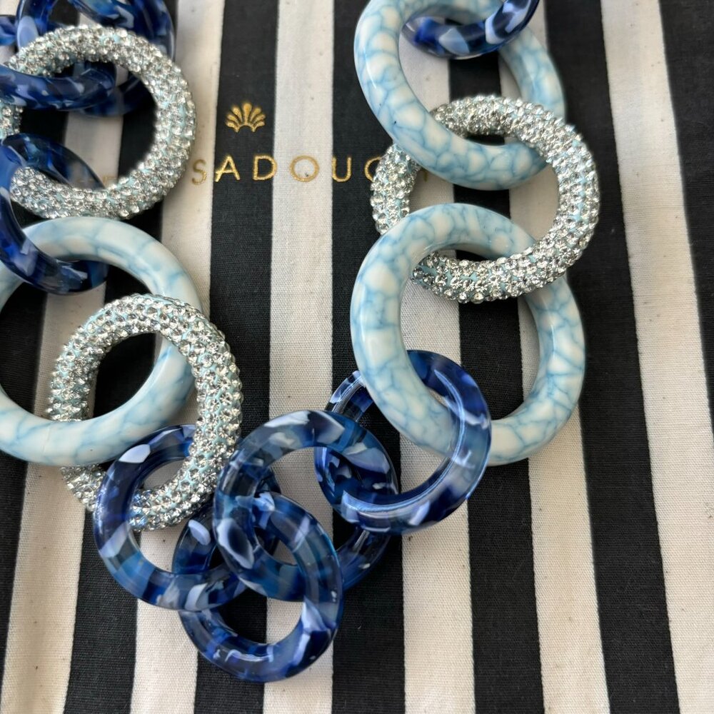 Lele Sadoughi Blue Marble Crystal Triple Hoop Necklace - Picture 5 of 5